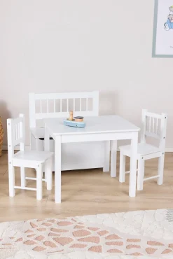 Alice & Fox LOVIS Bord & Stole + Sofa med Opbevaring, Hvid