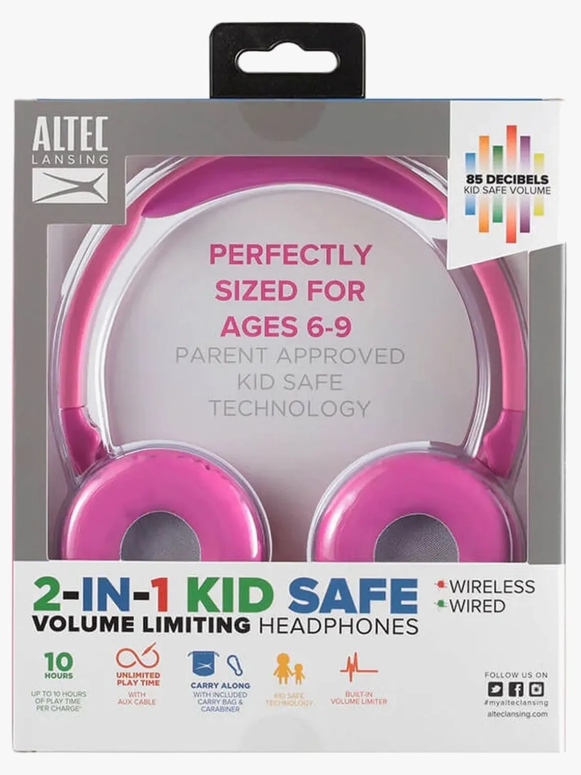 Altec Lansing Høretelefoner Trådløse 2-i-1, Pink