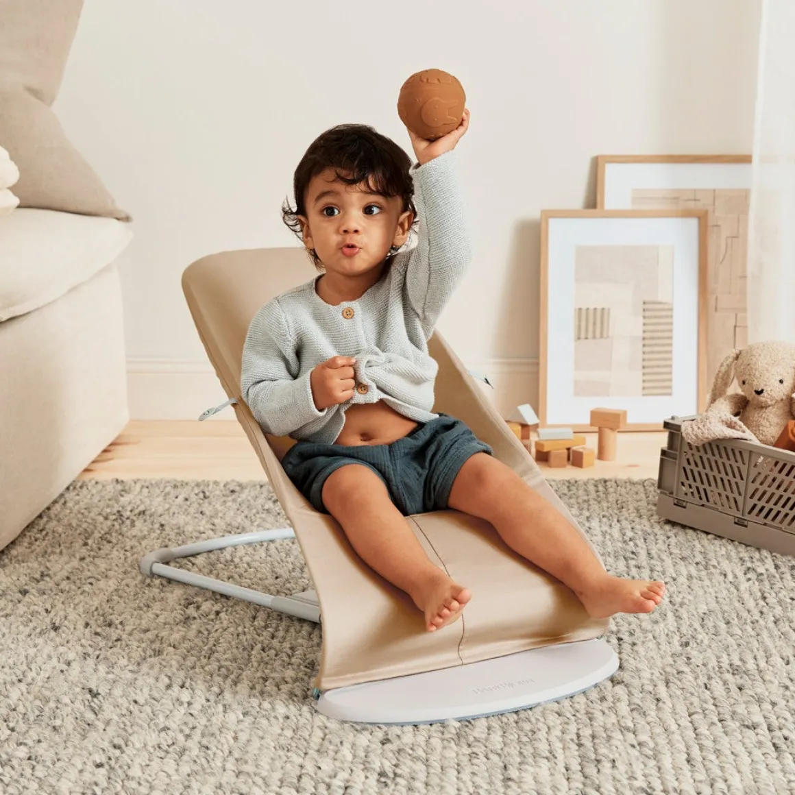 BabyBjörn Balance Soft Skråstol Woven Jersey, Beige/Grå