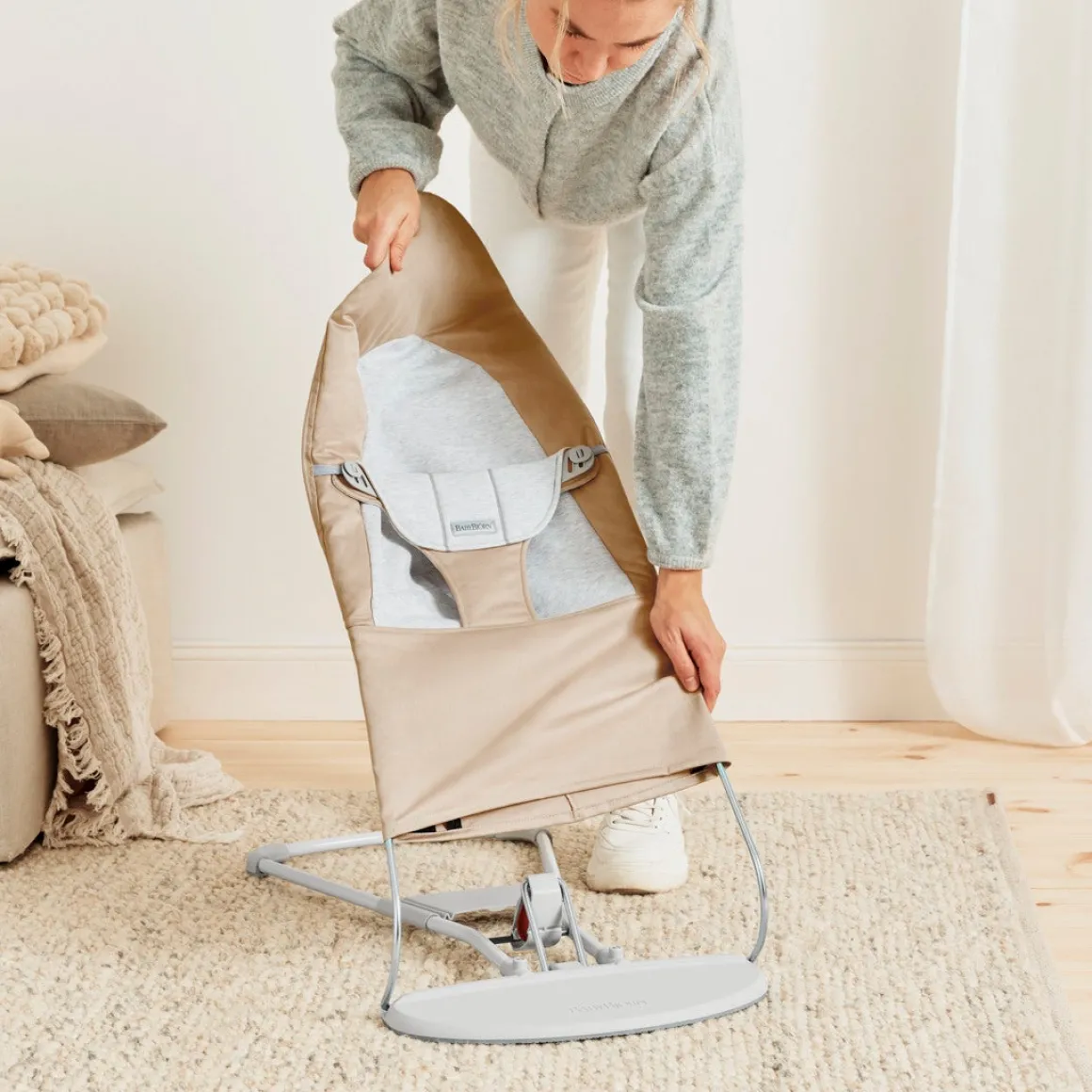 BabyBjörn Balance Soft Skråstol Woven Jersey, Beige/Grå