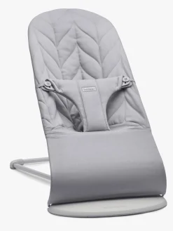 BabyBjörn Bliss Skråstol Woven Bladmønstret Quilt, Lysegrå