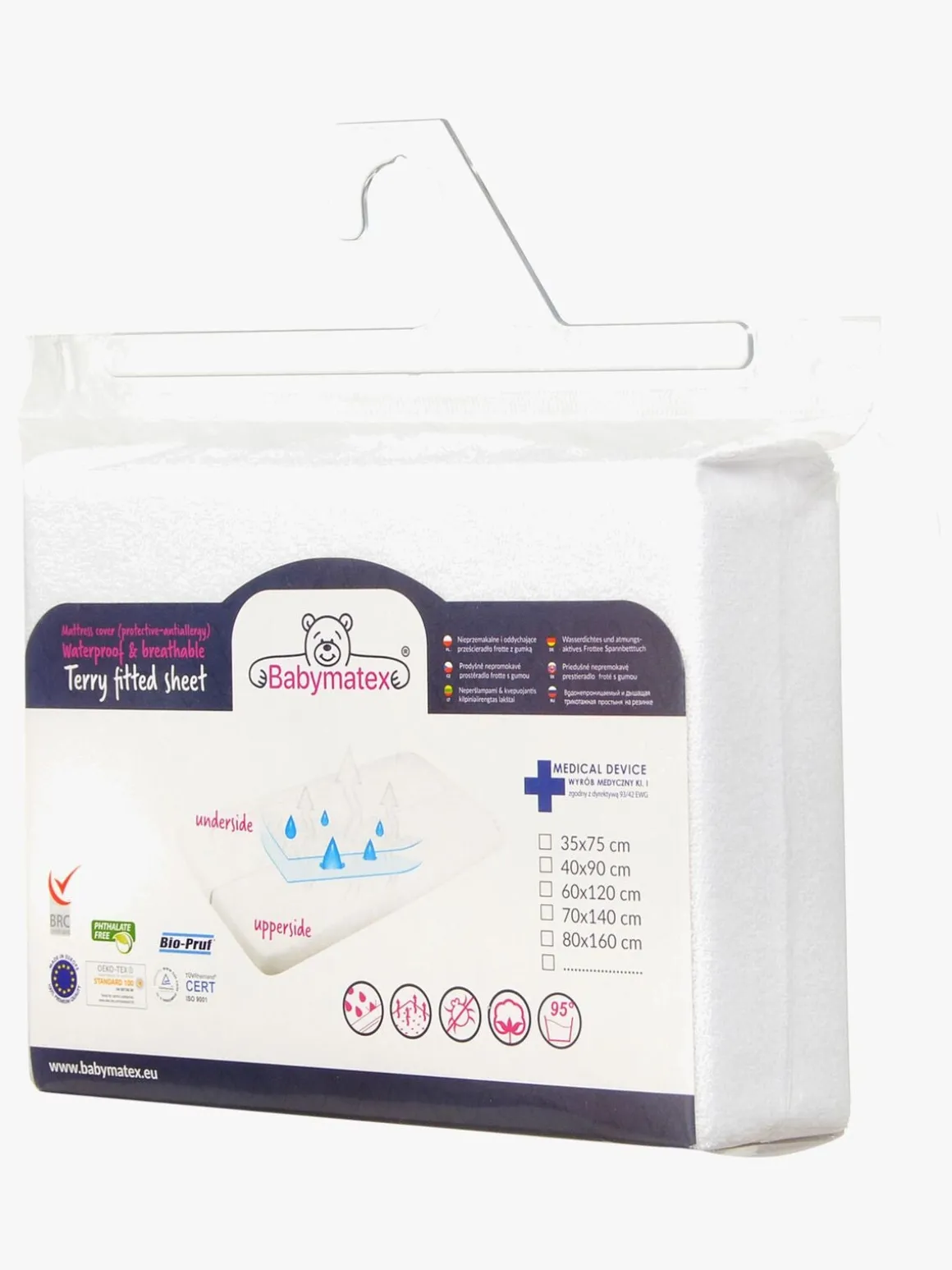 BabyMatex Premium Frotté Stræklagen til Juniorseng 70 x 140 cm, Hvid