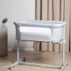 Beemoo CARE 2-i-1 Bedside Crib & Kravlegård, Light Grey