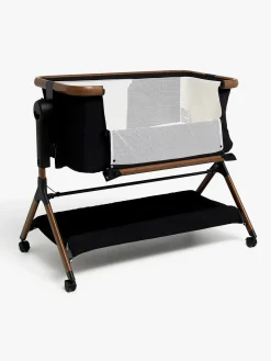 Beemoo CARE Luna Bedside Crib, Black/Ebony Oak