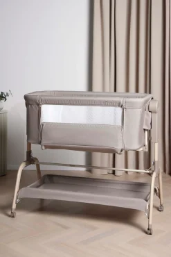 Beemoo CARE Motion Bedside Crib, Taupe/Wood