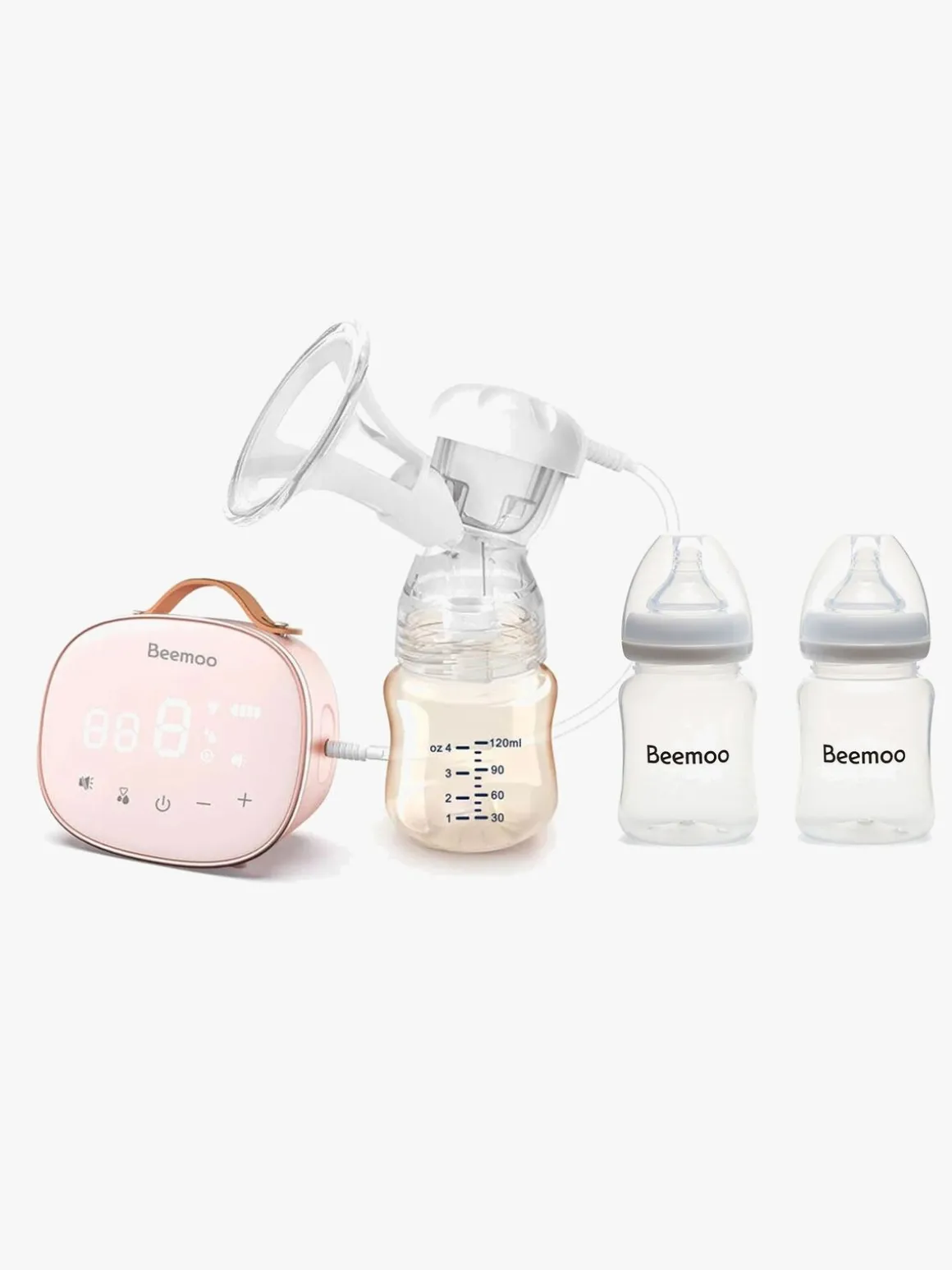 Beemoo CARE Single Elektrisk Brystpumpe inkl. Modermælksflaske 180 ml 2-pak