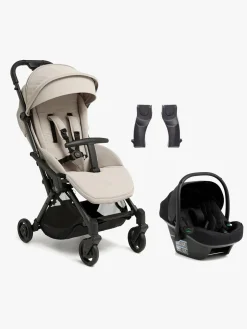 Beemoo Easy Fly Lux 4 Klapvogn inkl Route i-Size Autostol Baby, Sand Beige/Black Stone