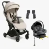 Beemoo Easy Fly Lux 4 Klapvogn inkl Route i-Size Autostol Baby & Base, Sand Beige/Mineral Grey