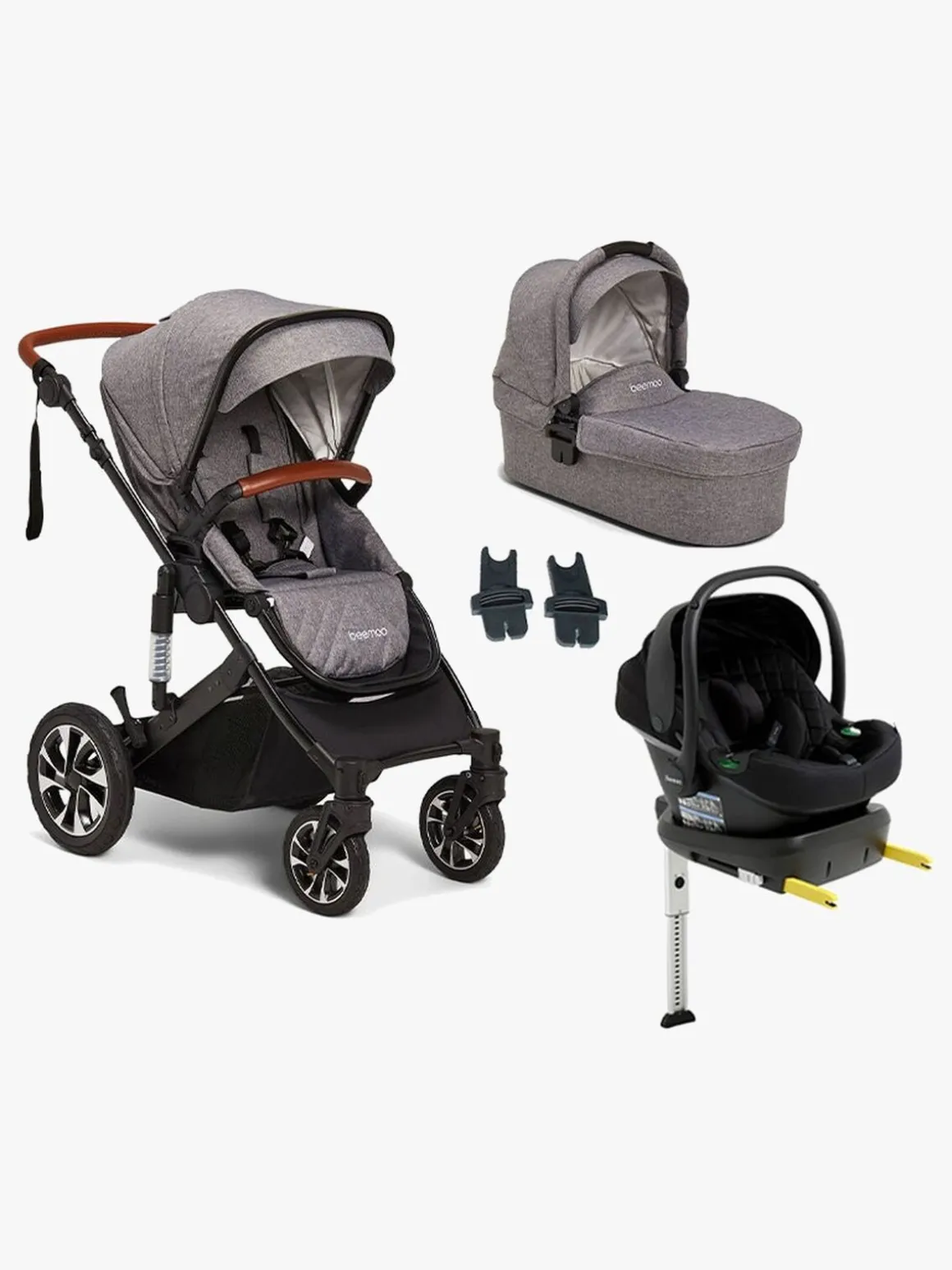 Beemoo Maxi 4 Duovogn inkl. Route i-Size Autostol Baby & ISOFIX Base, Gray Black/Black Stone