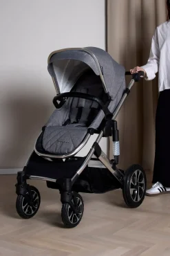 Beemoo Maxi 4 Duovogn inkl. Route i-Size Autostol Baby & ISOFIX Base, Grey Silver/Black Stone