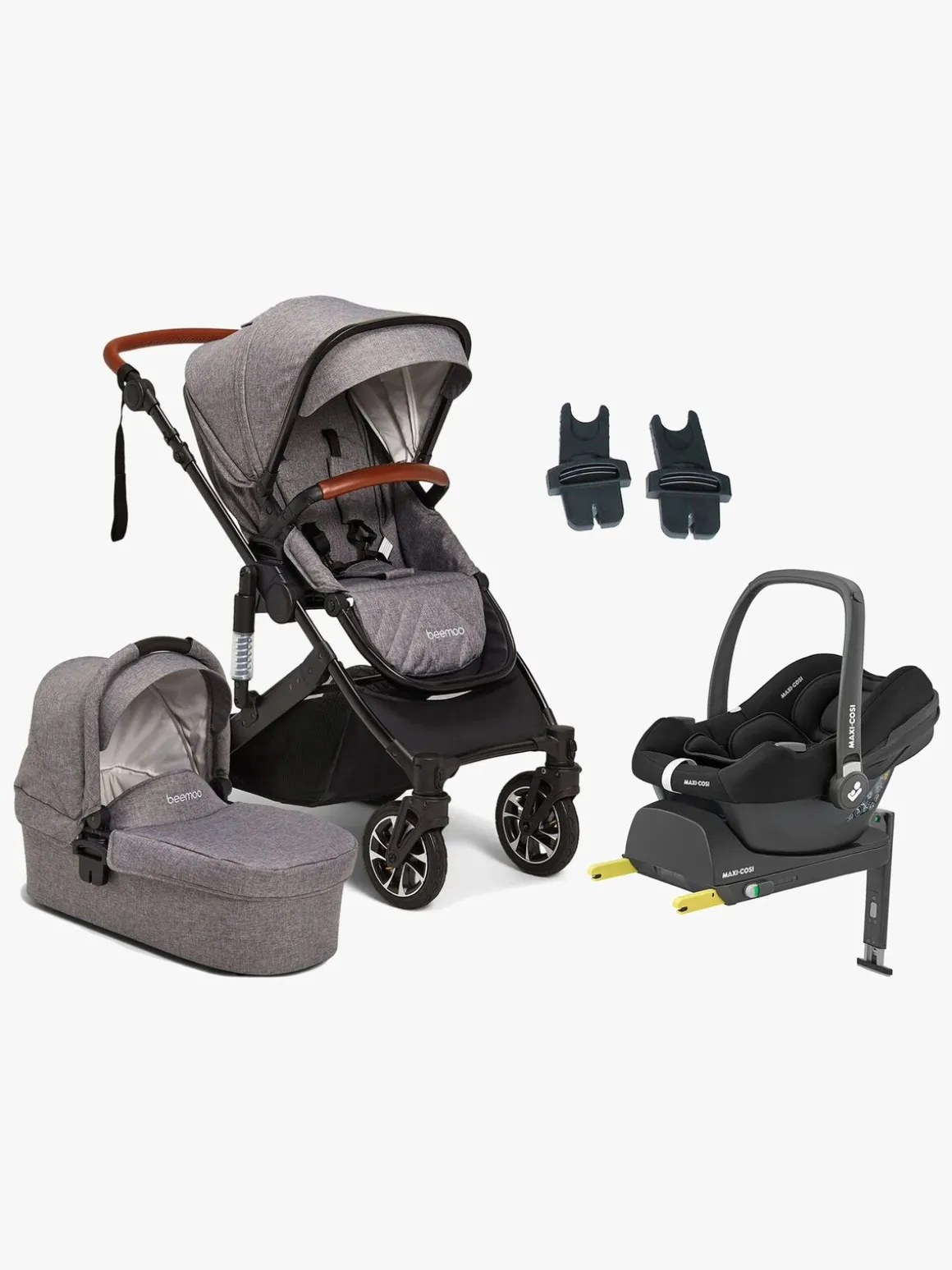 Beemoo Maxi 4 Duovogn inkl. Maxi-Cosi CabrioFix i-Size Autostol Baby & Base, Grey/Black