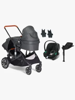 Beemoo Maxi 4 Twin Søskendevogn inkl. Cybex Aton B2 i-Size Autostol Baby & Base, Black/Volcano Black