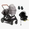 Beemoo Maxi 4 Twin Søskendevogn inkl. Route i-Size Autostol Baby & ISOFIX Base, Grey/Black Stone
