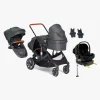 Beemoo Maxi 4 Twin Søskendevogn inkl. Ekstra Søskendesæde & Route i-Size Autostol Baby & ISOFIX Base, Black/Black Stone