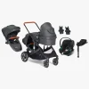 Beemoo Maxi 4 Twin Søskendevogn inkl. Ekstra Søskendesæde & Cybex Aton B2 i-Size Autostol Baby & Base, Black/Volcano Black
