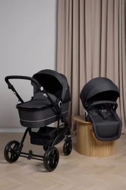 Beemoo Move Duo Kombivogn inkl. Route i-Size Autostol Baby, Asphalt/Black Stone