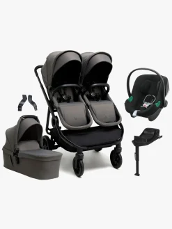 Beemoo Pro Twin 2 Søskendevogn inkl. Cybex Aton B2 & Base, Mocha Grey