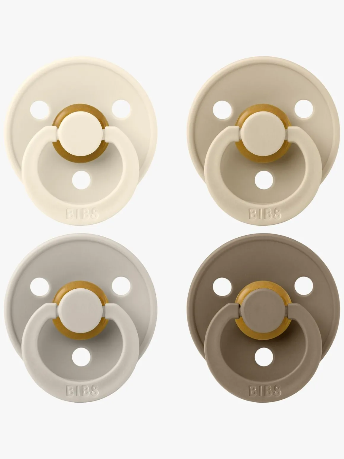 BIBS Colour Sut 4-pak Latex Str. 2, Ivory/Sand/Vanilla/Dark Oak