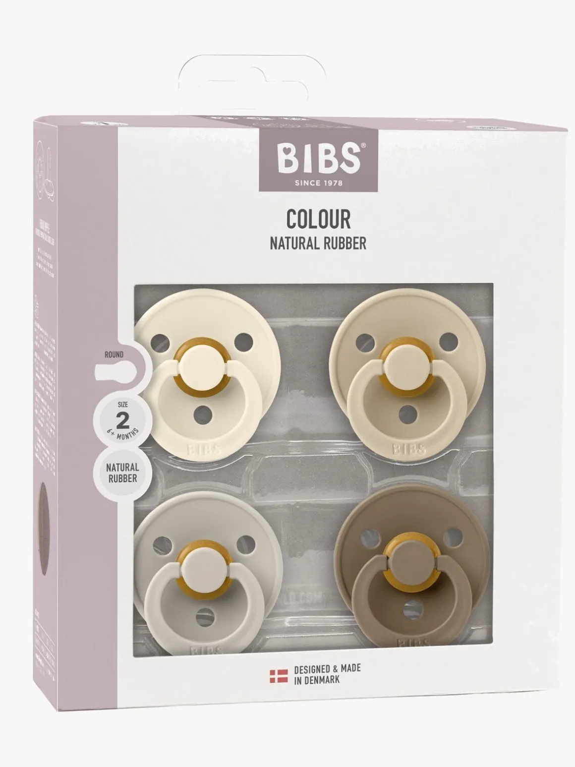 BIBS Colour Sut 4-pak Latex Str. 2, Ivory/Sand/Vanilla/Dark Oak