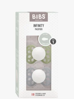 BIBS Infinity Sutter 2-Pak Silikone Str. 1 Symmetrisk, Sage GLOW/Cloud GLOW