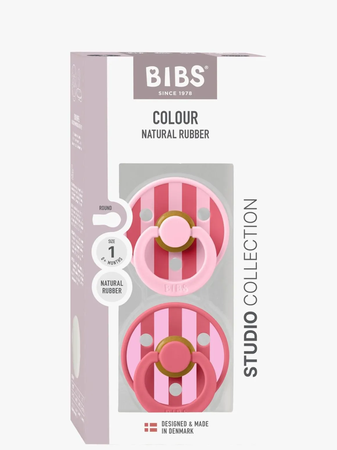 BIBS Studio Colour Block Sut 2-pak Latex Str. 1, Baby Pink Coral Mix