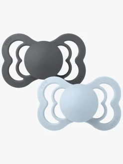 BIBS Supreme Sut 2-pak Silikone Str. 2, Iron/Baby Blue