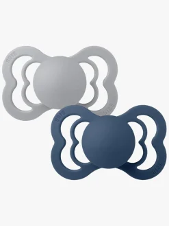 BIBS Supreme Sut 2-pak Silikone Str. 2, Cloud/Steel Blue