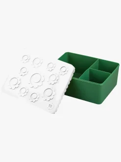 Blafre Madkasse Tre Rum Blomst, Hvid/Mørkegrøn