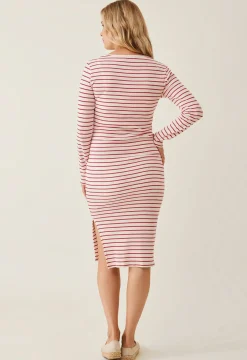 Boob Signe midi Kjole, Stripe White/Red