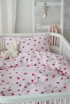 Borganäs Sengesæt Tremmeseng Hjärtrud 2-delt 100x130, Pink
