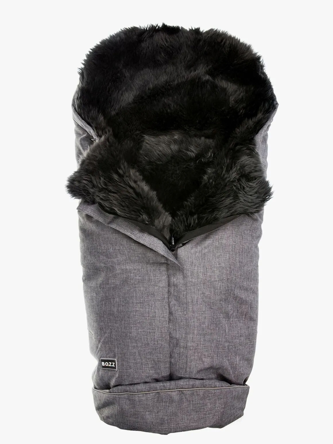 Bozz Lammeskindskørepose Langhåret, Grey Melange/Grey