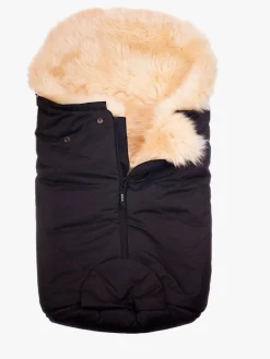 Bozz Lammeskindskørepose Small Langhåret, Black/Nature