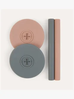 COGNIKIDS Sip Låg med Sugerør 2-pak, Slate Grey/Blush