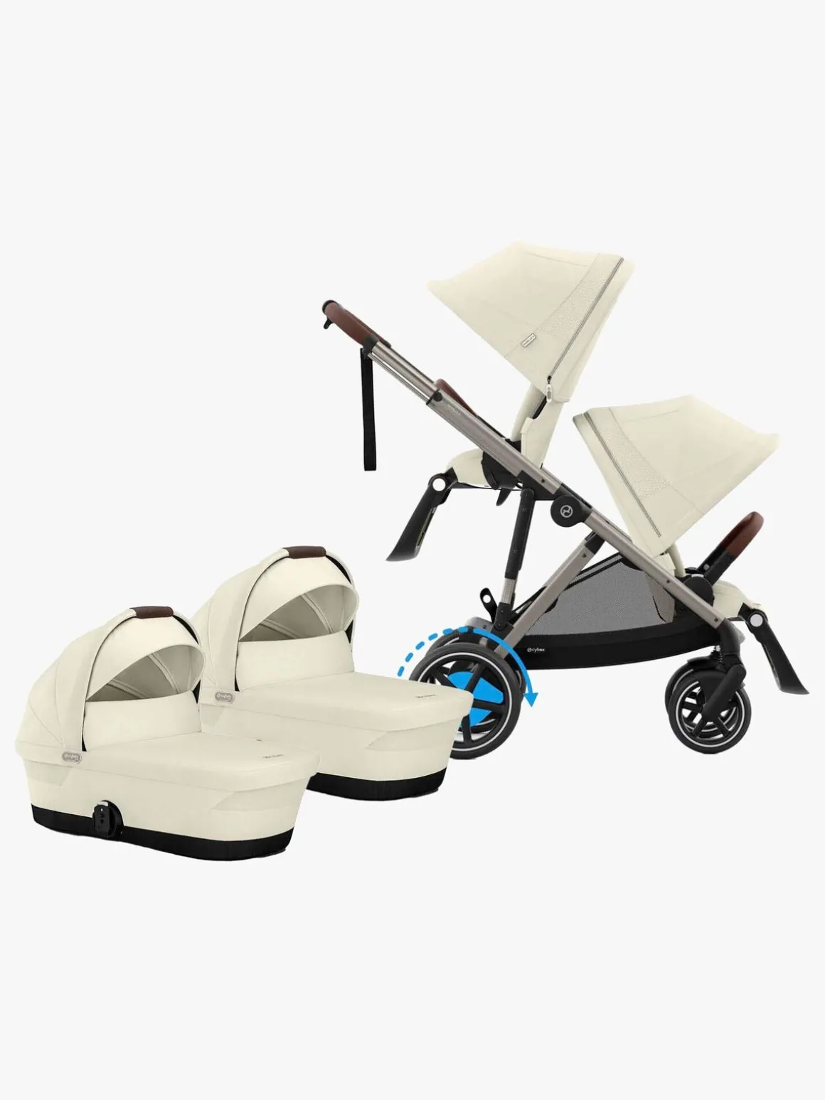 Cybex e-Gazelle S Tvillingevogn, Seashelle Beige/Taupe