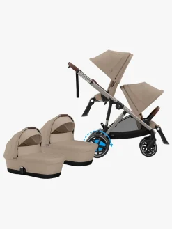 Cybex e-Gazelle S Tvillingevogn, Almond Beige/Taupe