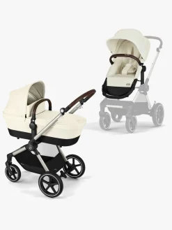 Cybex EOS Lux Duovogn inkl. Beemoo Route i-Size Autostol Baby & ISOFIX Base, Seashell Beige/Black Stone