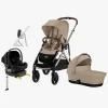 Cybex GAZELLE S Duovogn inkl. Beemoo Route Autostol Baby & Base, Almond Beige/Black Stone
