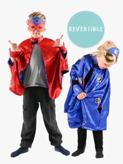 Den Goda Fen Vendbar Kappe med Øjenmaske 98-128 cm, Blå/Rød