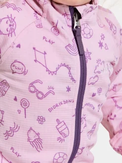 Didriksons Jadis Trøje med Lynlås, Doodle Orchid Pink