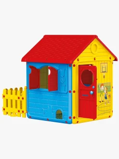 DOLU Legehus m. Stakit, Rød/Blå/Gul