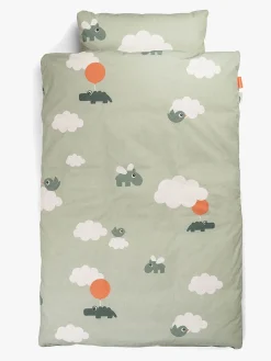 Done By Deer Sengesæt Tremmeseng 100x130 Happy Clouds, Grøn