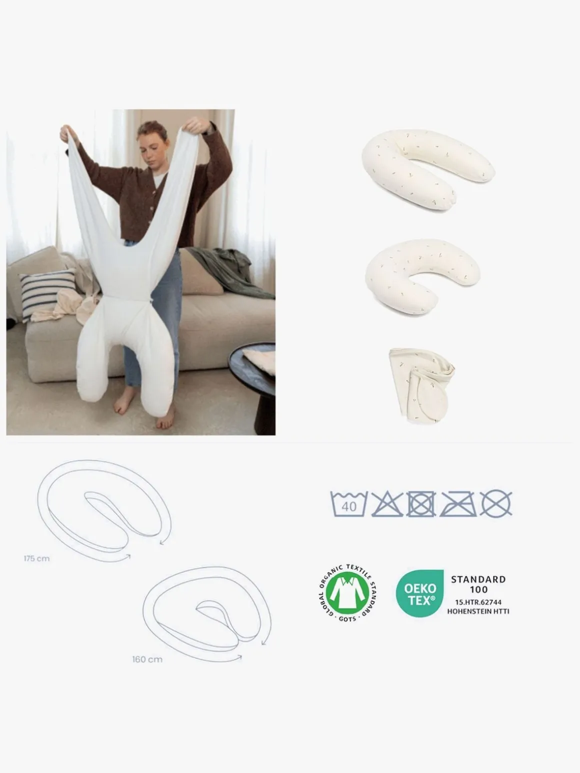 Doomoo Amme- & Graviditetspude 2-i-1, Quilt Creme Blomma