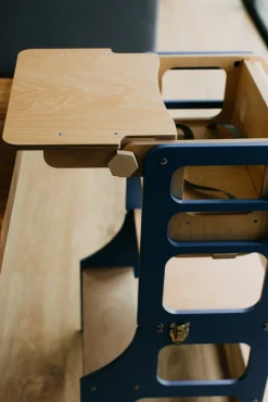 Duck Woodworks 3-i-1 Sammenklappeligt Læringstårn med Højstol, Blå