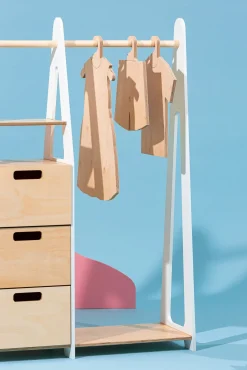 Duck Woodworks Tøjstativ med Skuffer, Hvid