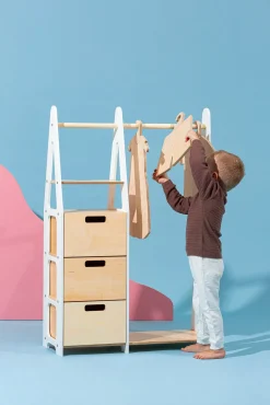 Duck Woodworks Tøjstativ med Skuffer, Hvid