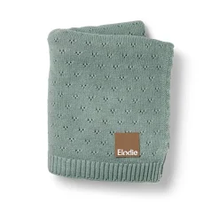 Elodie  Pointelle-strikket Tæppe 100x75, Pebble Green