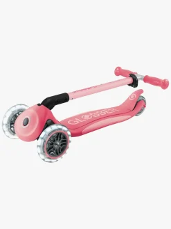 Globber Primo Sammenklappelig Plus Lights V2 Trehjulet Løbehjul, Coral Pink