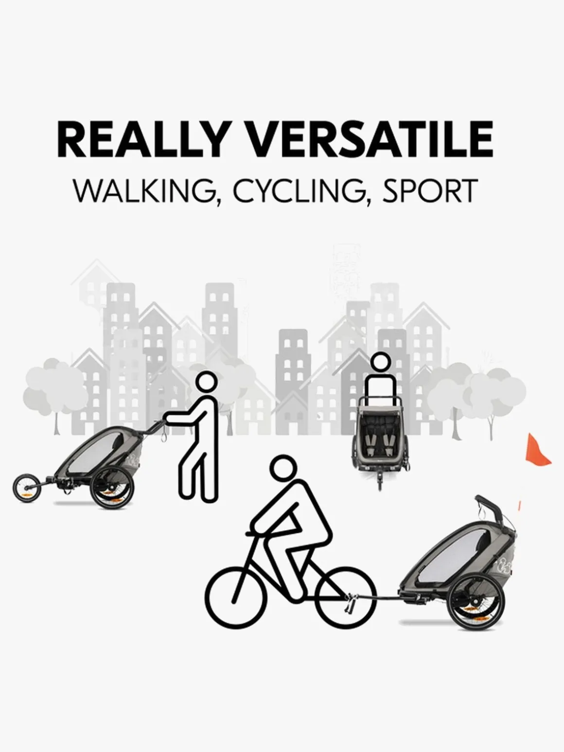 Hauck Bike N Walk Cykelanhænger, Light Grey