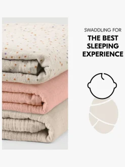 Hauck Cuddle N Clean Tæppe/ Stofble i Musselin 3-pak, Beige Dots/Cork/Beige