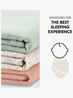 Hauck Cuddle N Clean Tæppe/ Stofble i Musselin 3-pak, Sage/Beige/Dots/Cork